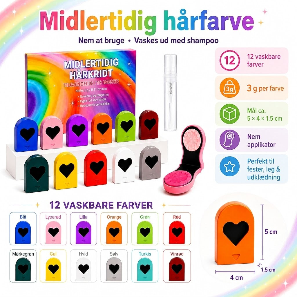 ColorPop Hårfarvekridt – 12 vaskbare farver