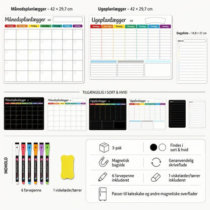 Magnetisk familieplanlægger – Måneds-, uge- og dagsplan