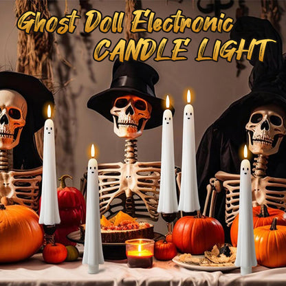 🎃👻 Fjernbetjente spøgelses-LED-stearinlys med 3D-flammevæge 🕯️💡 1 sæt (2 stk.)