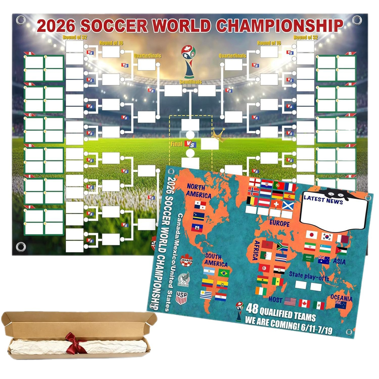 Kampprogramsplakat for VM 2026 — udfyld skemaet, placer dine væddemål, følg hele turneringen.
