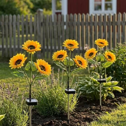 🌻 Solcelledrevet solsikke-havelampe – Ligner en rigtig solsikke
