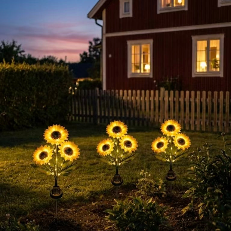 🌻 Solcelledrevet solsikke-havelampe – Ligner en rigtig solsikke