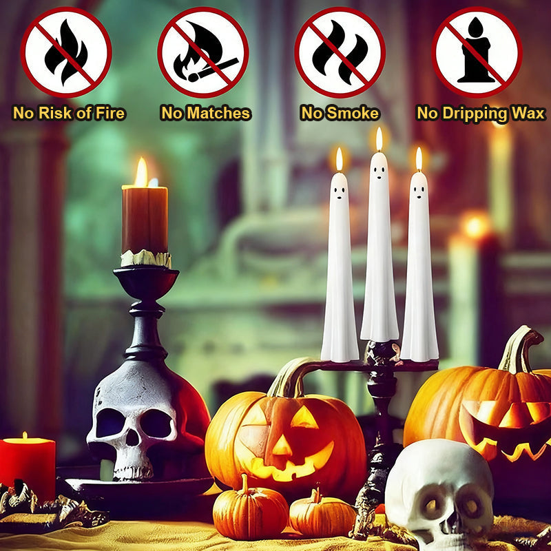 🎃👻 Fjernbetjente spøgelses-LED-stearinlys med 3D-flammevæge 🕯️💡 1 sæt (2 stk.)