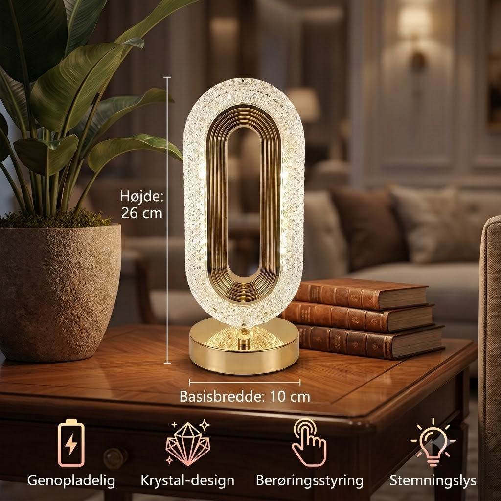Genopladelig krystal-LED-bordlampe – elegant stemningsfyldt natlampe