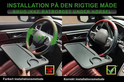 Dobbeltsidet ratbord til bil – bakkebord til bærbar computer