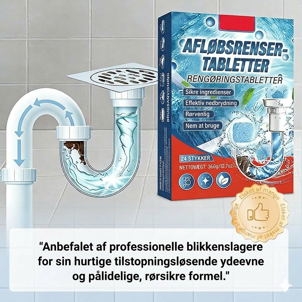 🚽 Tabletter til hurtig afløbsrens – velegnet til køkkener, badeværelser og afløb.