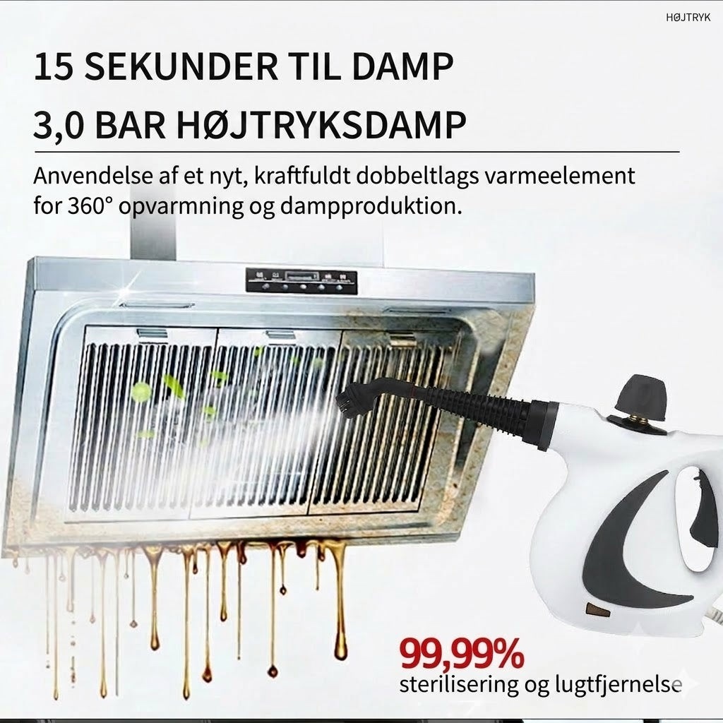 Damprenser – kraftfuld håndholdt damprenser til grundig rengøring.