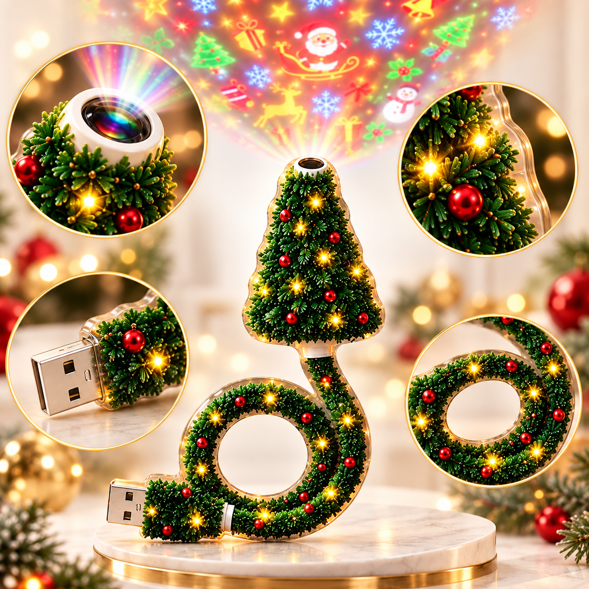 HD USB Juleprojektor – Skab en magisk julestemning på et øjeblik