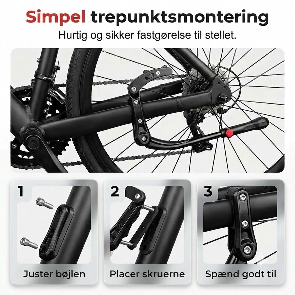 🚲 Justerbart støtteben | Passer til 24-29 tommer cykler
