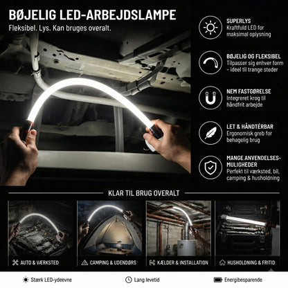 🔥📢Begrænset tid: 50% rabat! Fleksibel LED-arbejdslampe – Bøjelig og kraftfuld belysning til værksted og DIY