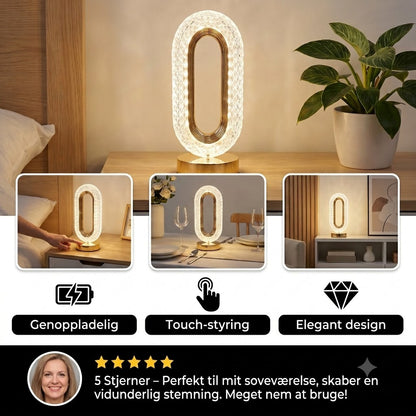 Genopladelig krystal-LED-bordlampe – elegant stemningsfyldt natlampe