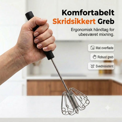 En god hjælper i køkkenet: Piskeris i rustfrit stål med skridsikkert håndtag