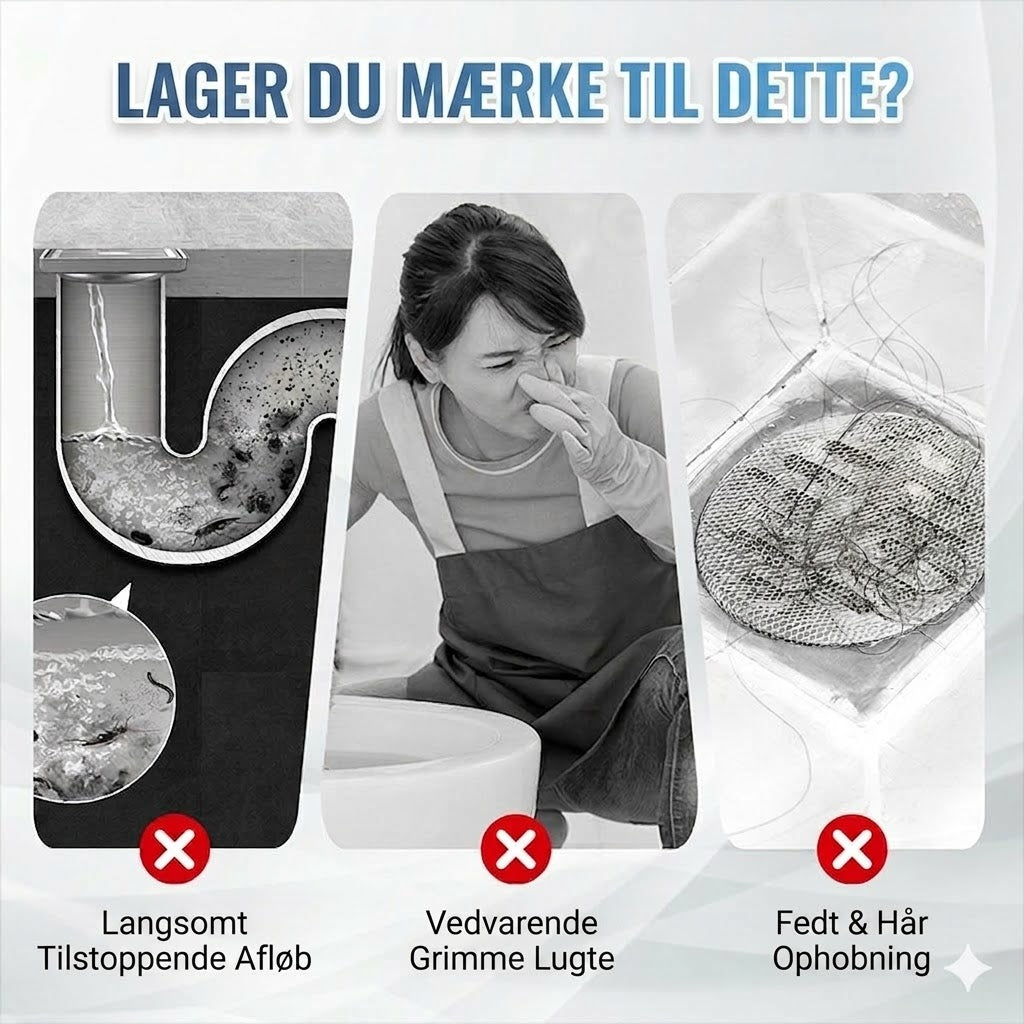 🚽 Tabletter til hurtig afløbsrens – velegnet til køkkener, badeværelser og afløb.