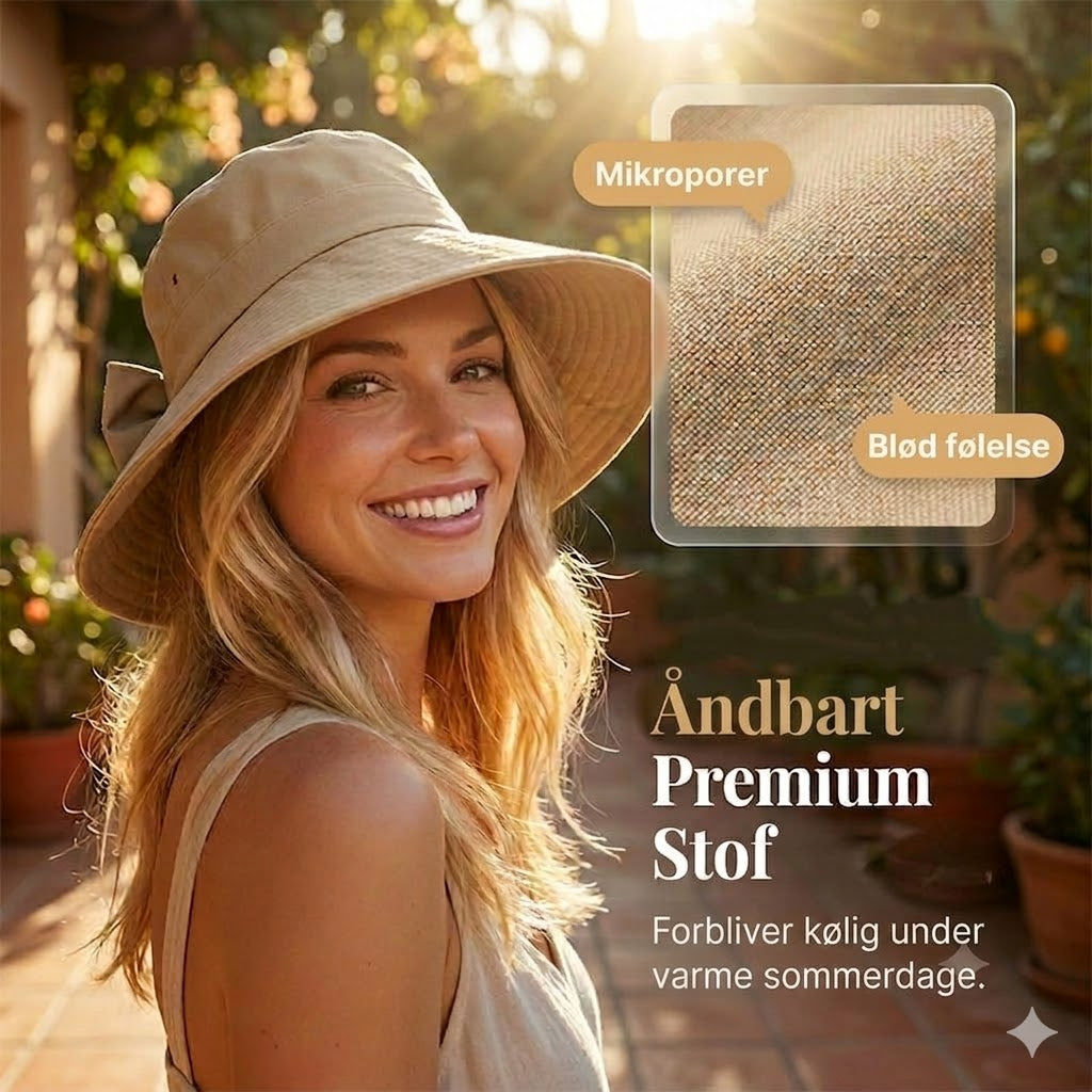 🎀 Bredskygget solhat med sløjfe til damer – foldbar