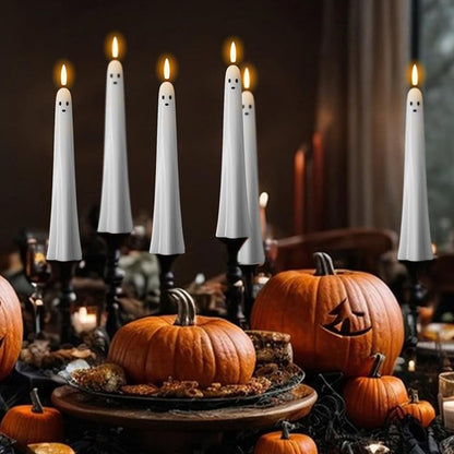 🎃👻 Fjernbetjente spøgelses-LED-stearinlys med 3D-flammevæge 🕯️💡 1 sæt (2 stk.)