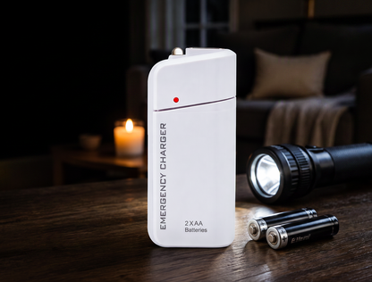 AA-batteri powerbank med LED-lommelygte – ekstra strøm til din telefon i nødsituationer