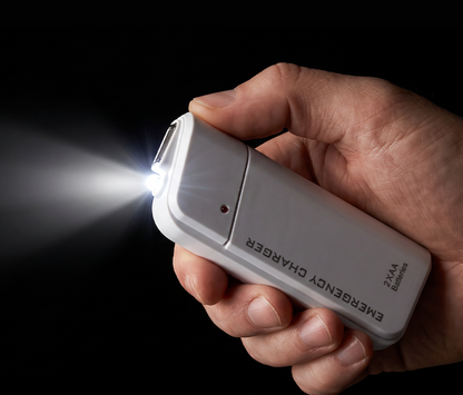 AA-batteri powerbank med LED-lommelygte – ekstra strøm til din telefon i nødsituationer