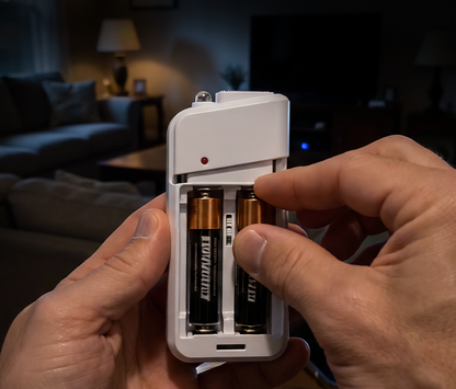 AA-batteri powerbank med LED-lommelygte – ekstra strøm til din telefon i nødsituationer