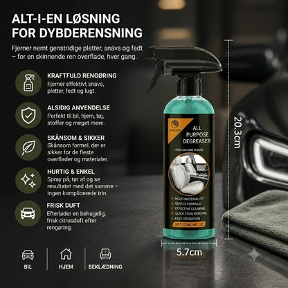 Multifunktionel bilrengøringsspray – Kraftfuld pletfjerner og den ultimate løsning mod genstridigt snavs.
