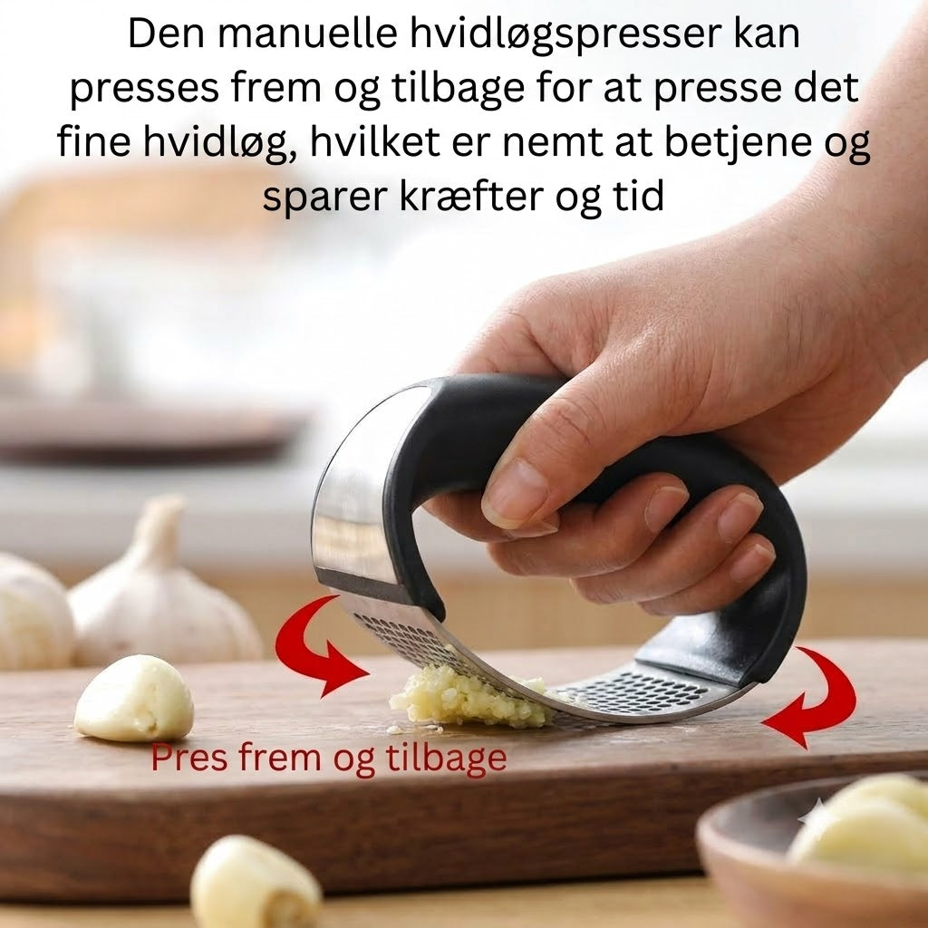 Hvidløgspresser: Bærbar hvidløgspresser i rustfrit stål