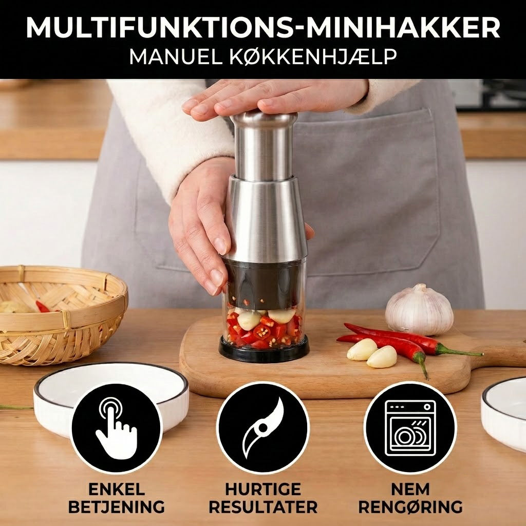 Multifunktionel minihakker – manuelt køkkenredskab til mange formål