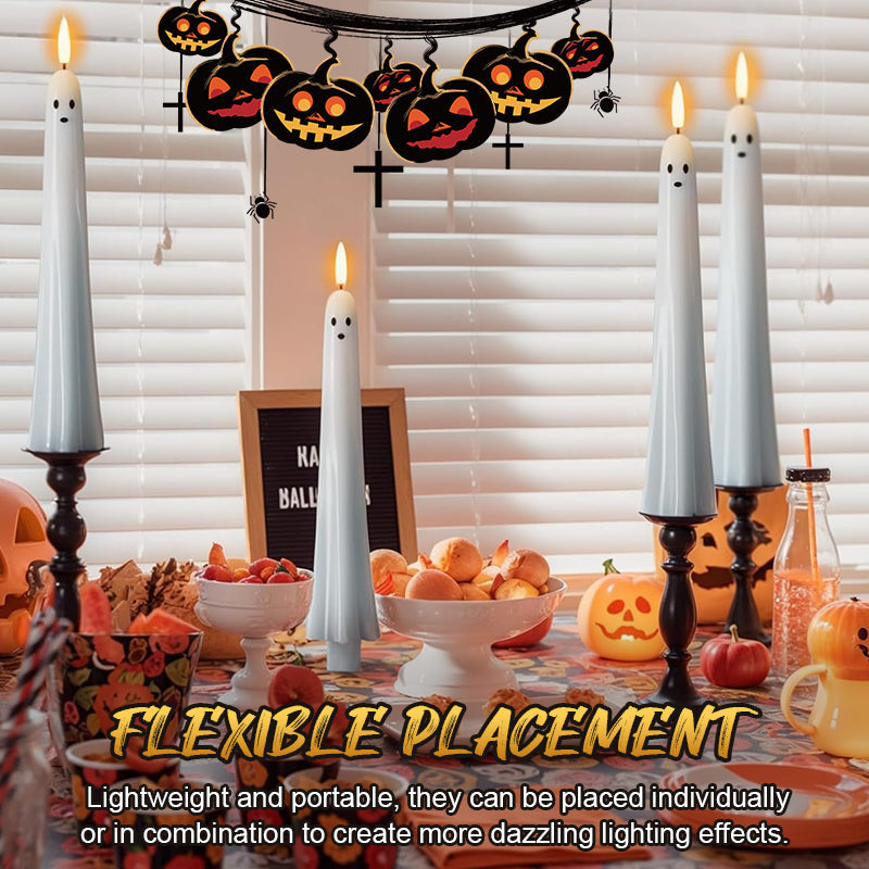 🎃👻 Fjernbetjente spøgelses-LED-stearinlys med 3D-flammevæge 🕯️💡 1 sæt (2 stk.)