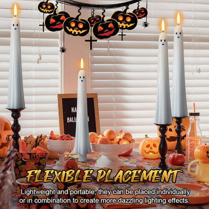🎃👻 Fjernbetjente spøgelses-LED-stearinlys med 3D-flammevæge 🕯️💡 1 sæt (2 stk.)