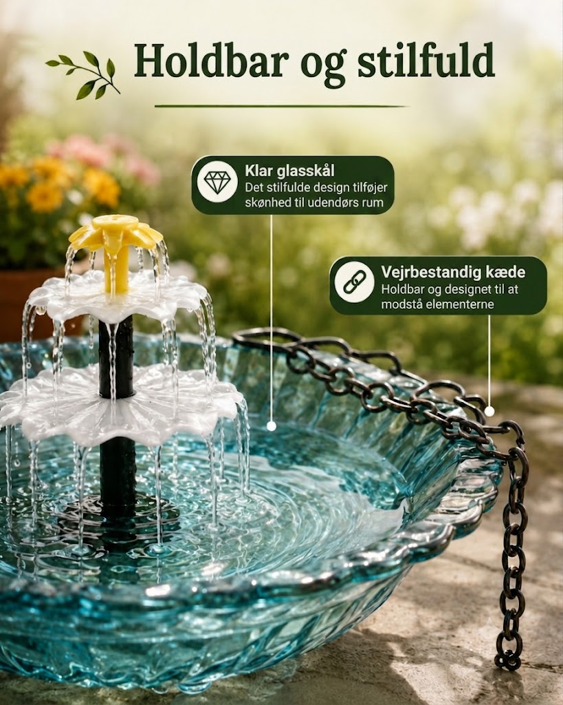 Sereneflow solcelledrevet etagespringvand med fuglebad – dekorativt vandspil til haven