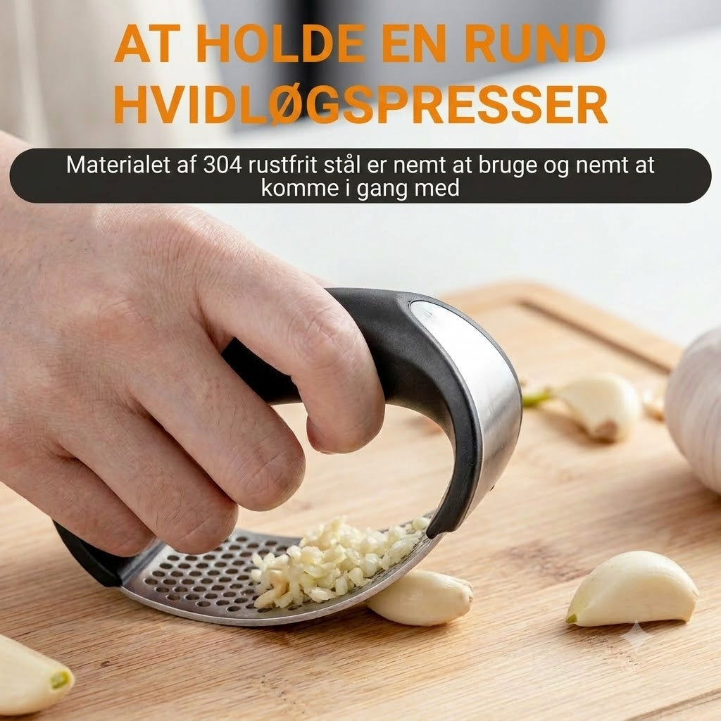 Hvidløgspresser: Bærbar hvidløgspresser i rustfrit stål