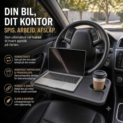 Dobbeltsidet ratbord til bil – bakkebord til bærbar computer