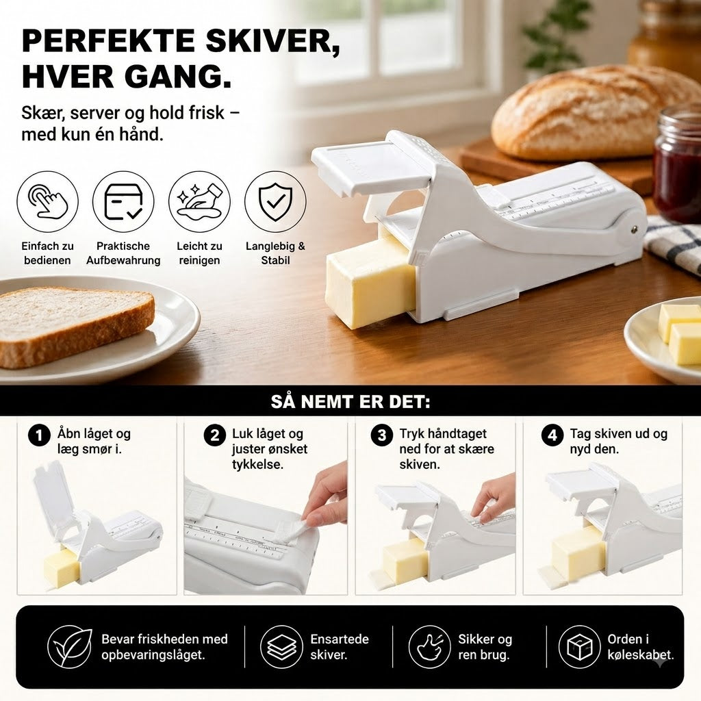 🧈Smørskærer med opbevaringslåg – Nem at skære med og holder smørret frisk✨