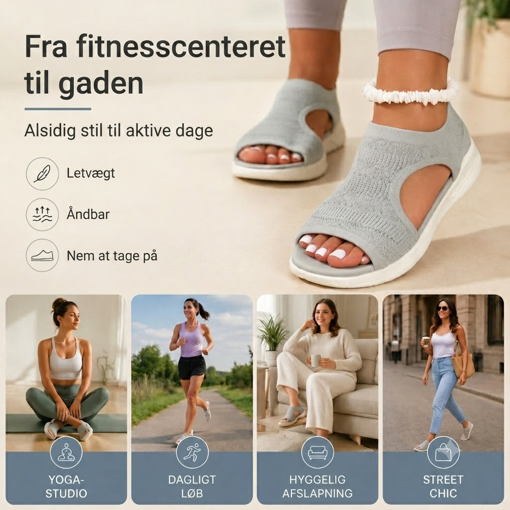Komfortable og åndbare flade sandaler