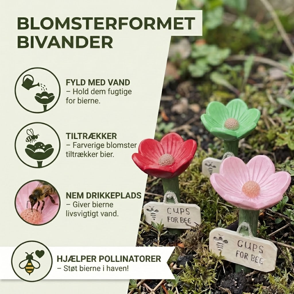 Blomsterformet bivander – Farverig Vanddispenser til Haven