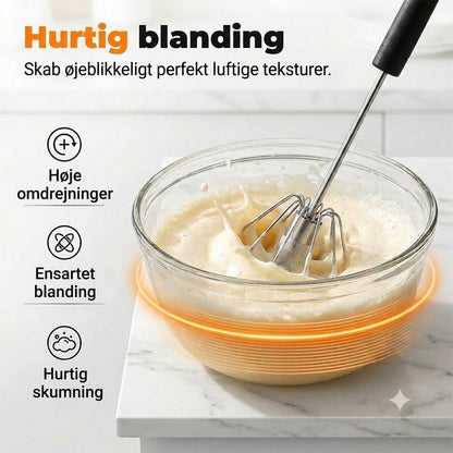 En god hjælper i køkkenet: Piskeris i rustfrit stål med skridsikkert håndtag