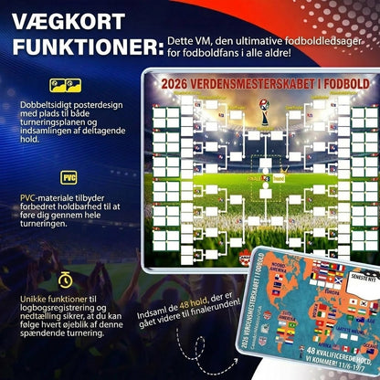 Kampprogramsplakat for VM 2026 — udfyld skemaet, placer dine væddemål, følg hele turneringen.
