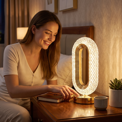 Genopladelig krystal-LED-bordlampe – elegant stemningsfyldt natlampe
