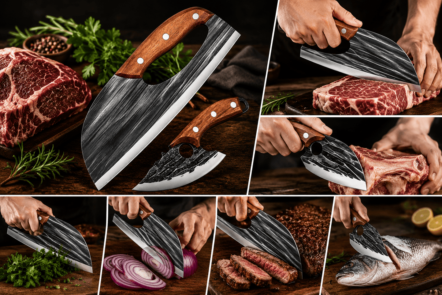 🔪 Premium kødknivsæt (2 dele) – Ekstremt skarpe, perfekt til BBQ, grilning og madlavning.