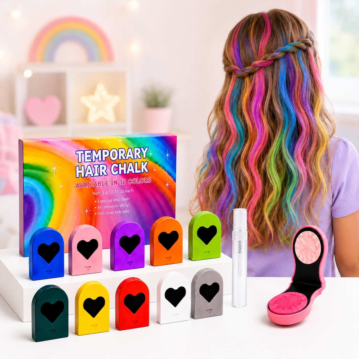 ColorPop Hårfarvekridt – 12 vaskbare farver