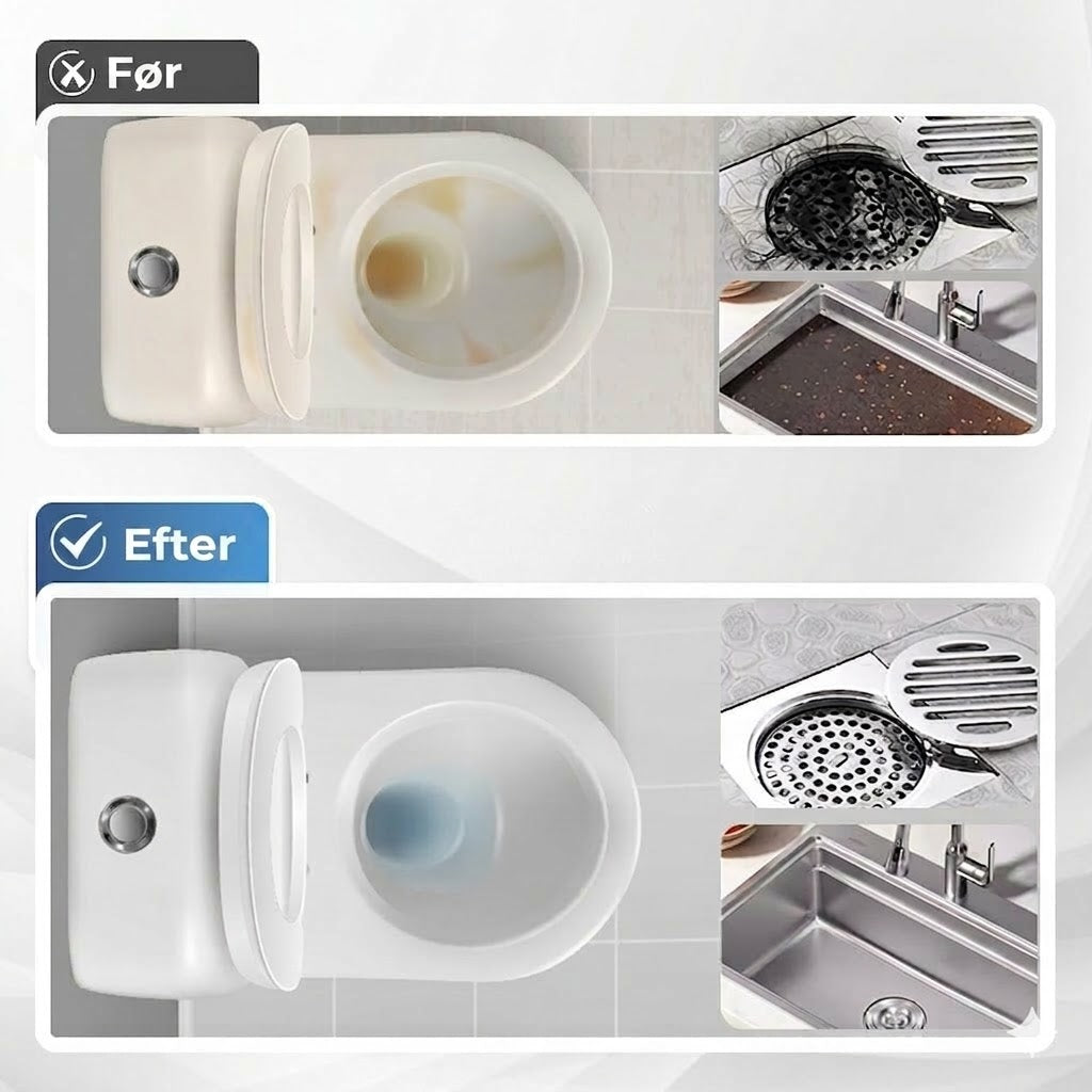 🚽 Tabletter til hurtig afløbsrens – velegnet til køkkener, badeværelser og afløb.