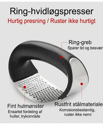Hvidløgspresser: Bærbar hvidløgspresser i rustfrit stål