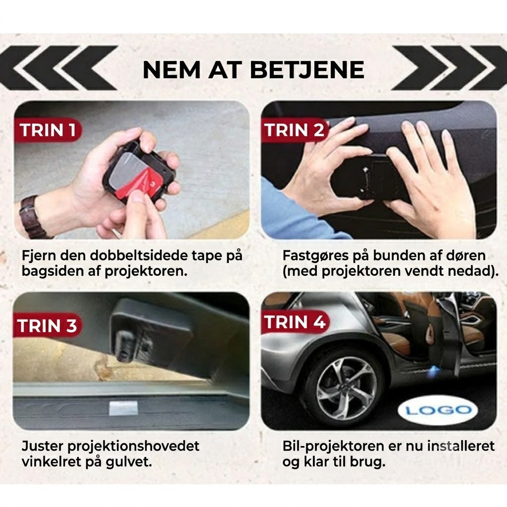 Projektorsæt med billogo til døre | 1 sæt (2 stk.)