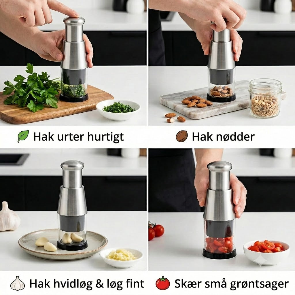Multifunktionel minihakker – manuelt køkkenredskab til mange formål