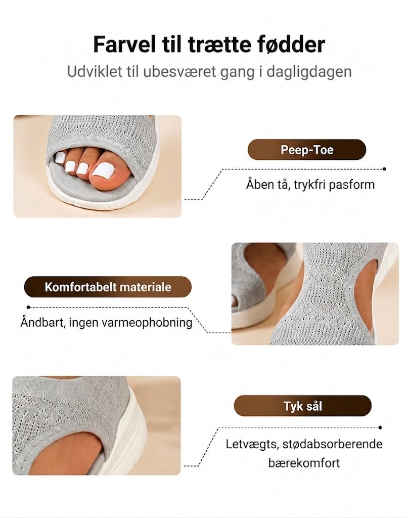 Komfortable og åndbare flade sandaler