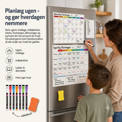 Magnetisk familieplanlægger – Måneds-, uge- og dagsplan