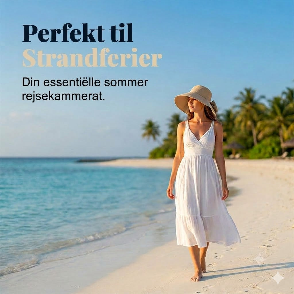 🎀 Bredskygget solhat med sløjfe til damer – foldbar