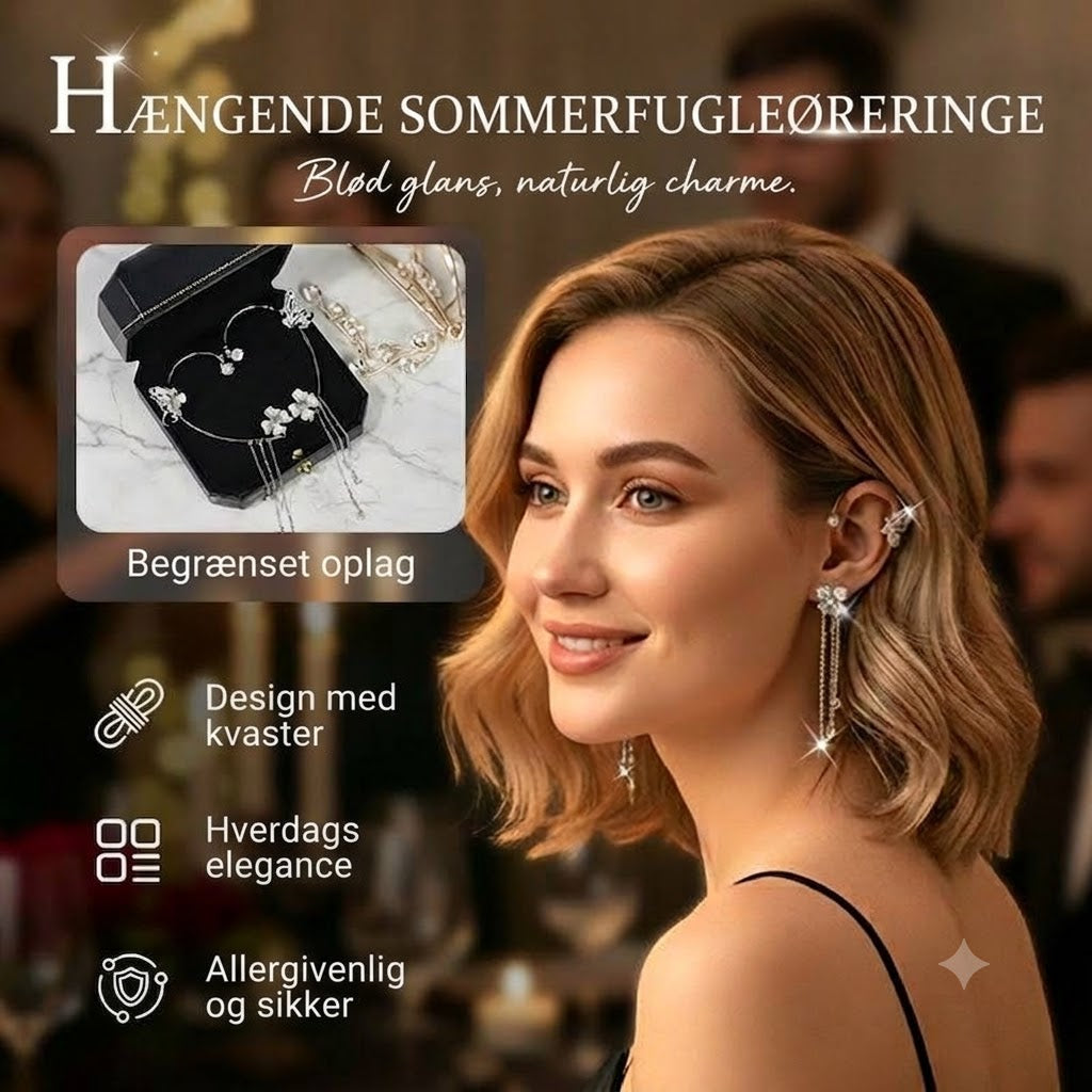 Enkle clip-on-øreringe med sommerfugle, blomstermotiver og kvaster – Elegante, behagelige og kræver ingen huller i ørerne