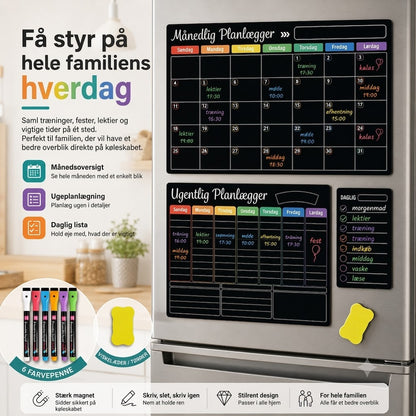 Magnetisk familieplanlægger – Måneds-, uge- og dagsplan