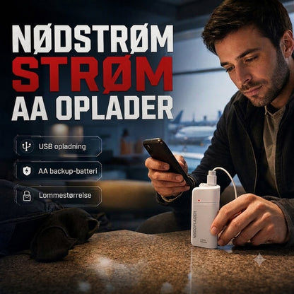 AA-batteri powerbank med LED-lommelygte – ekstra strøm til din telefon i nødsituationer