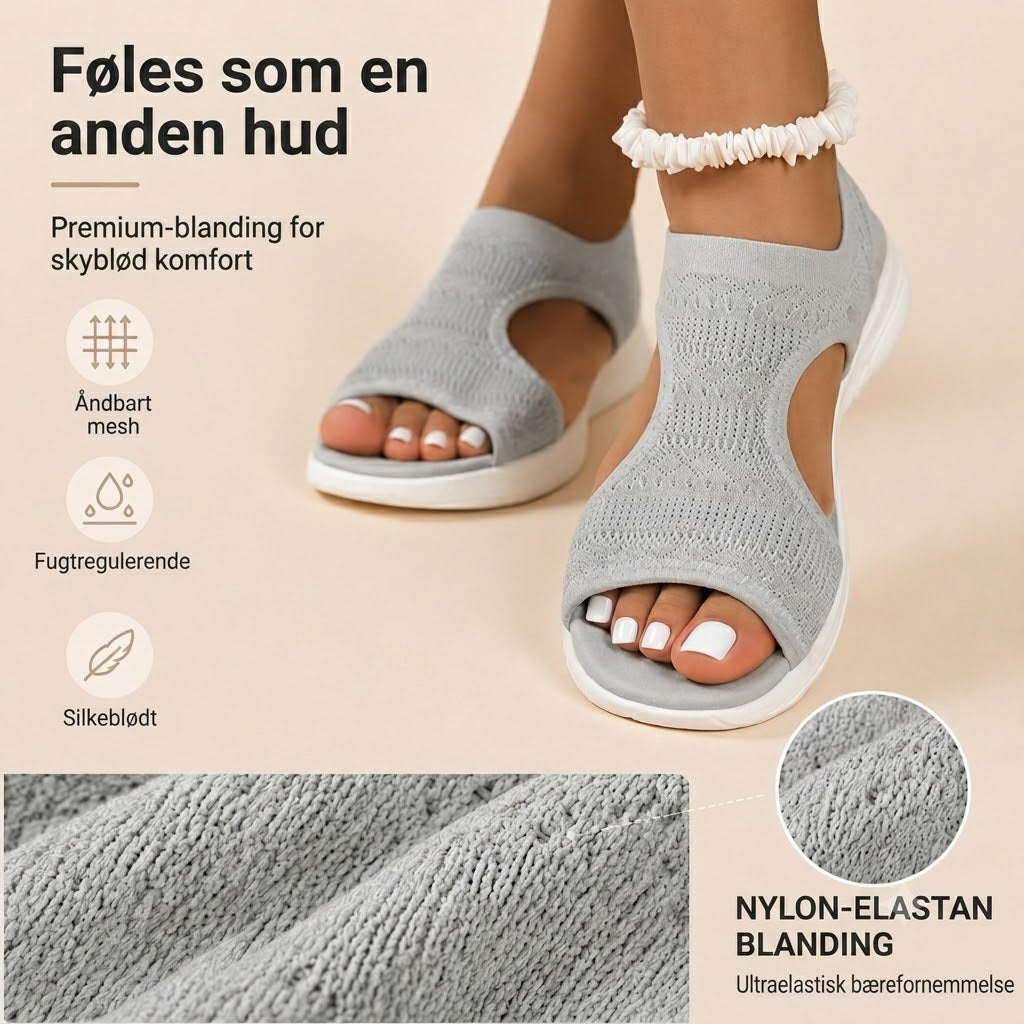 Komfortable og åndbare flade sandaler