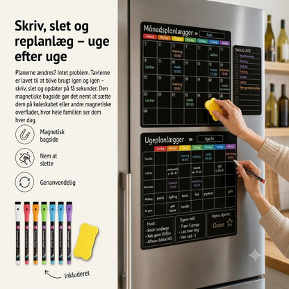 Magnetisk familieplanlægger – Måneds-, uge- og dagsplan